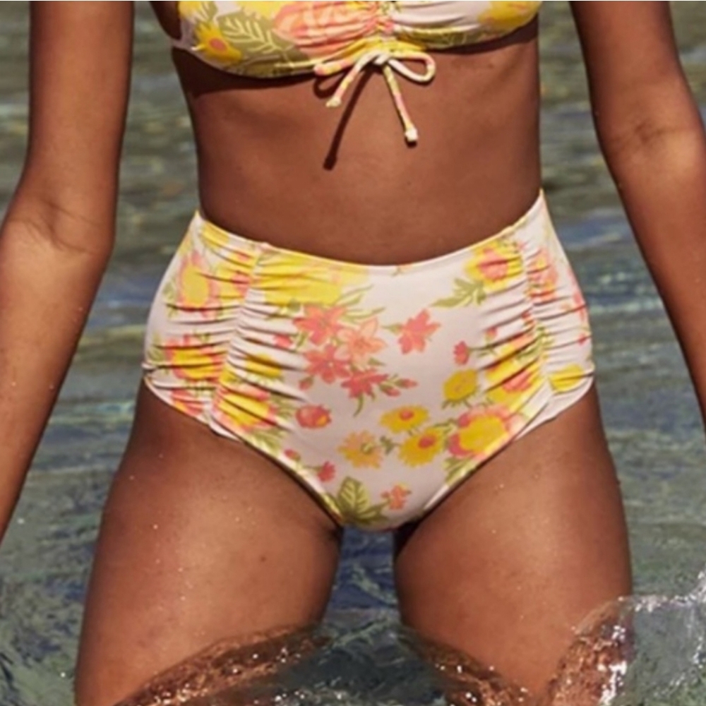 Aerie Floral High Waisted Bikini Bottoms size large